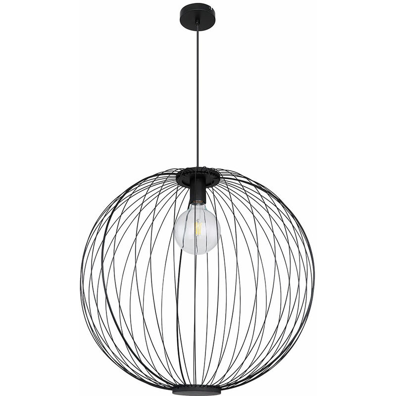 Image of Lampada a sospensione lampada a sospensione lampada da soggiorno lampada da camera da letto, rete metallica nera industriale sferica, attacco E27,