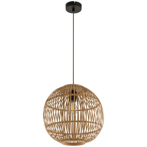Lampada a sospensione, lampada a sospensione, lampada da soggiorno, lampada da soffitto, lampada da sala da pranzo, bambù naturale, telecomando dimmerabile, 1x LED RGB 8,5W 806Lm 3000K bianco caldo, H