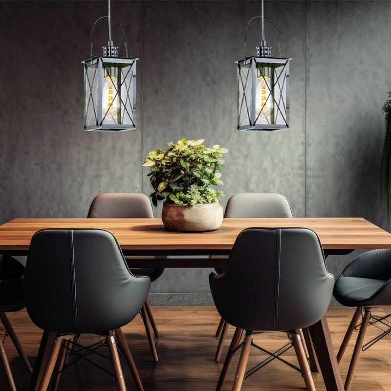 Image of Lampada a sospensione lampada a sospensione lampada da soggiorno lanterna lampada da tavolo da pranzo, metallo vetro cromato trasparente, attacco