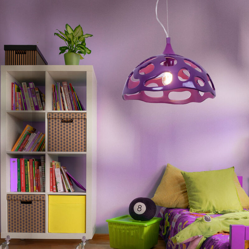 Image of Etc-shop - Lampada a sospensione lampada a sospensione lampada da tavolo da pranzo lampada da cucina viola, 1x E27, DxH 38x110 cm, Eglo 92956