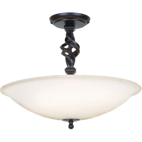 Lampada a sospensione lampada a sospensione plafoniera ferro vetro nero D 40 cm 3 fiamme