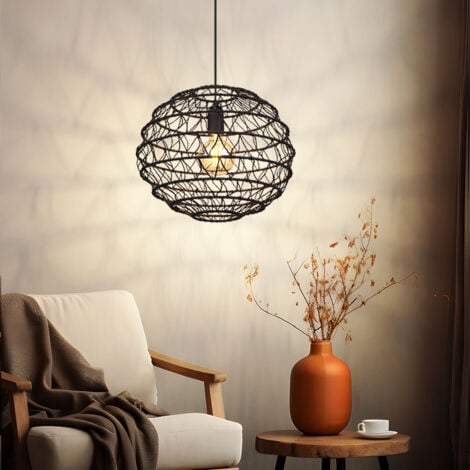 Lampada a sospensione, lampada a sospensione, plafoniera, lampada sala da pranzo, lampada soggiorno, lampada cucina, carta metallica nera, 1x E27, H 120 cm