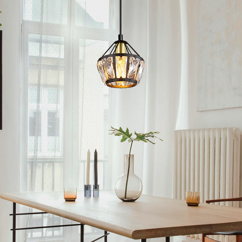 Image of Globo - Lampada a sospensione lampada a sospensione soggiorno lampada a sospensione in cristalli di vetro lampada da tavolo da pranzo, metallo ottone