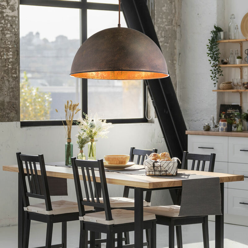 Image of Globo - Lampada a sospensione lampada a sospensione tavolo da pranzo lampada a sospensione retrò industriale oro cucina vintage, metallo color