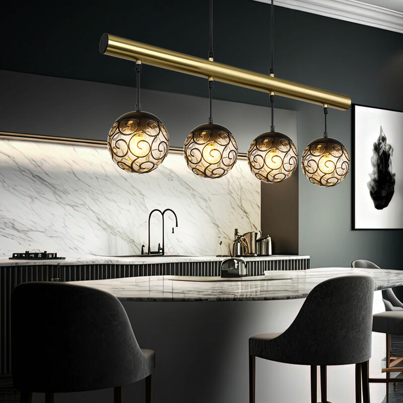 Image of Etc-shop - Lampada a sospensione lampada da sala da pranzo lampada a sospensione regolabile in altezza, lampada da soggiorno in metallo nero plastica