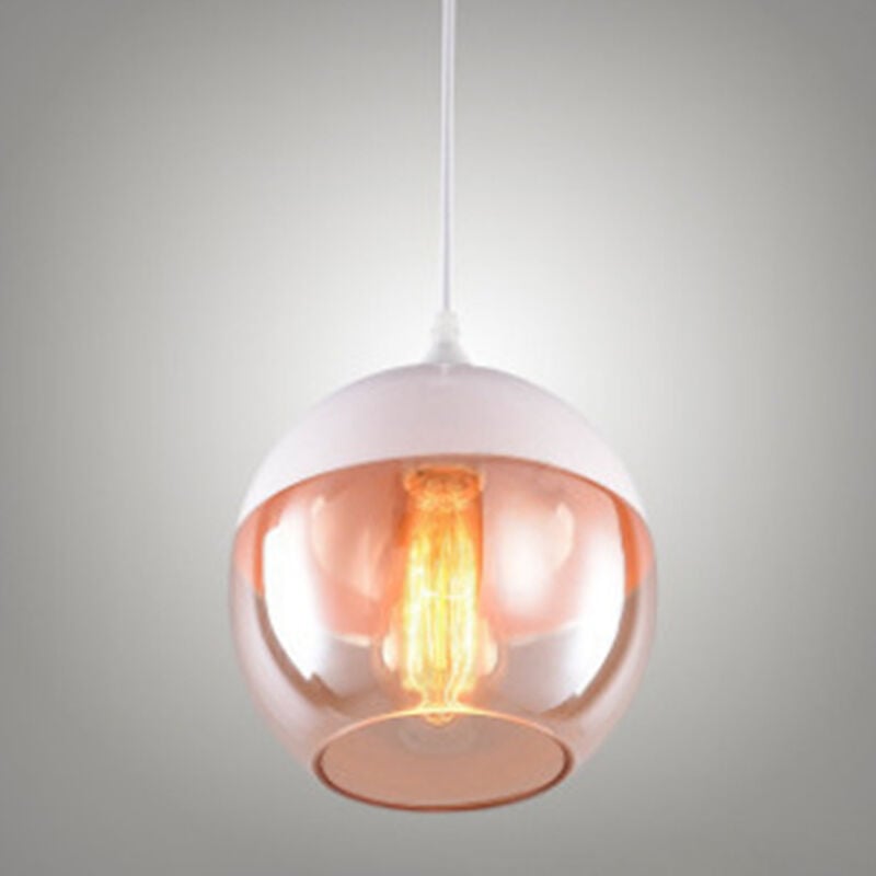 Image of Axhup - Lampada a Sospensione, Lampada da Soffitto in Vetro, Illuminazione con Paralume Marrone Trasparente per Soggiorno Sala da Pranzo Bianco