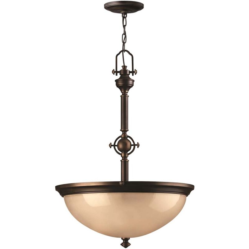 Image of Lampada a sospensione lampada da soffitto lampada a sospensione acciaio vetro bronzo d 53.3cm lampada da sala da pranzo