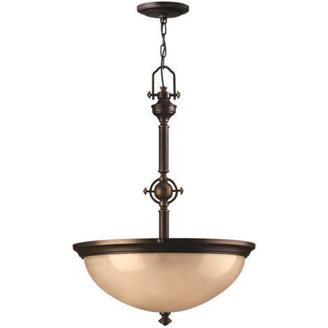 Lampada a sospensione lampada da soffitto lampada a sospensione acciaio vetro bronzo D 53.3cm lampada da sala da pranzo