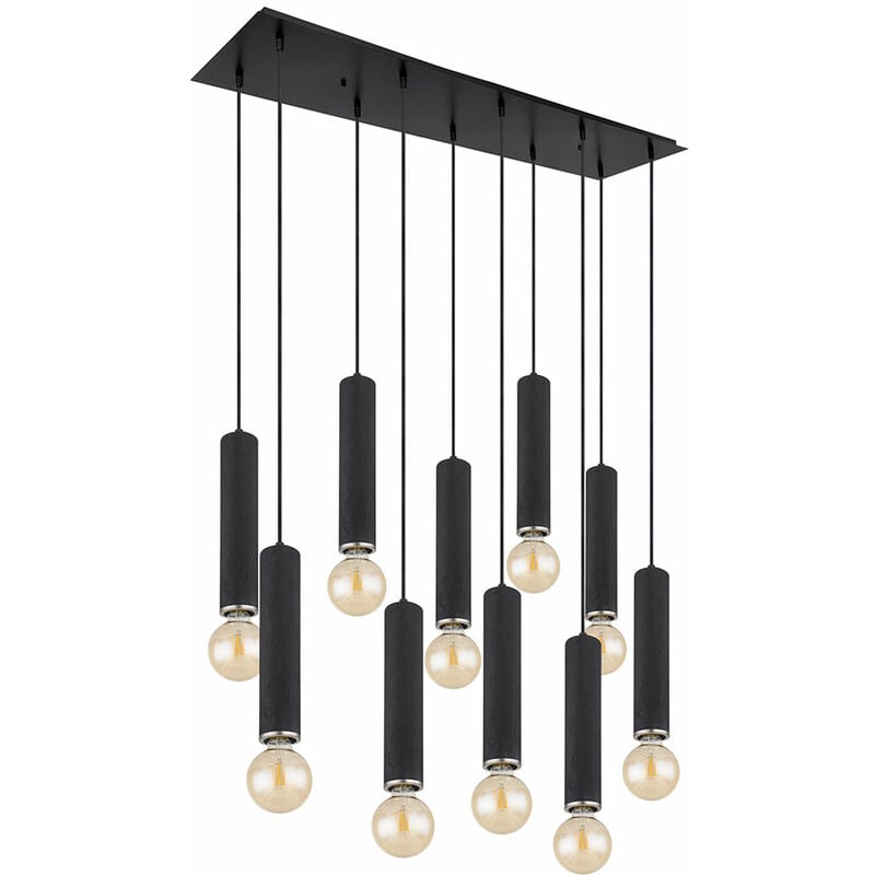 Image of Globo - Lampada a sospensione lampada da soggiorno lampada a sospensione lampada da sala da pranzo lampada da cucina, metallo legno nero, 10