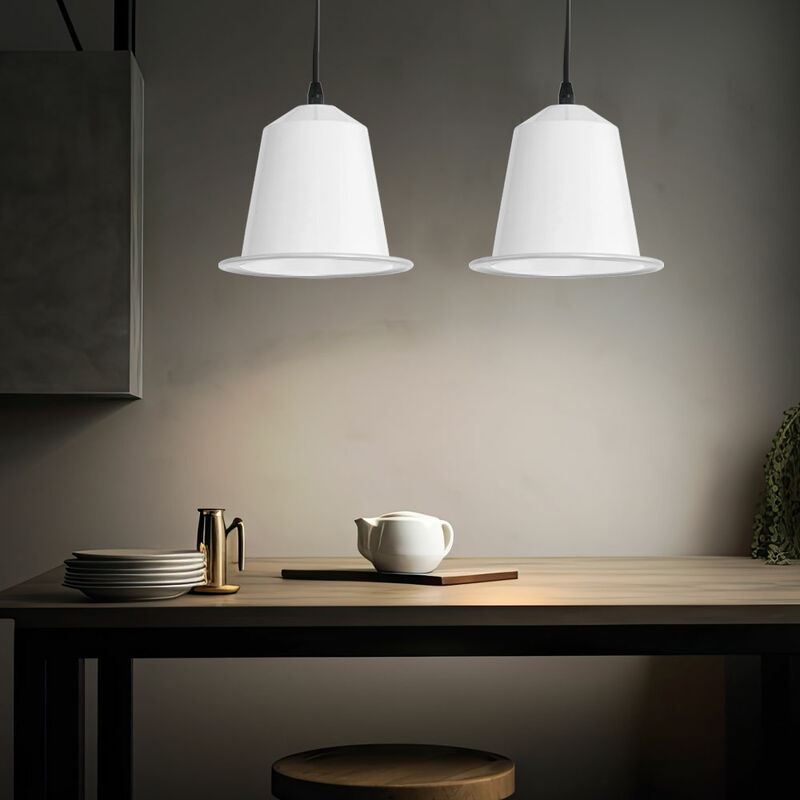 Image of Lampada a sospensione lampada da tavolo da pranzo bianca lampada a sospensione a led lampada da cucina, acciaio bianco, 5W 400lm bianco caldo, PxH