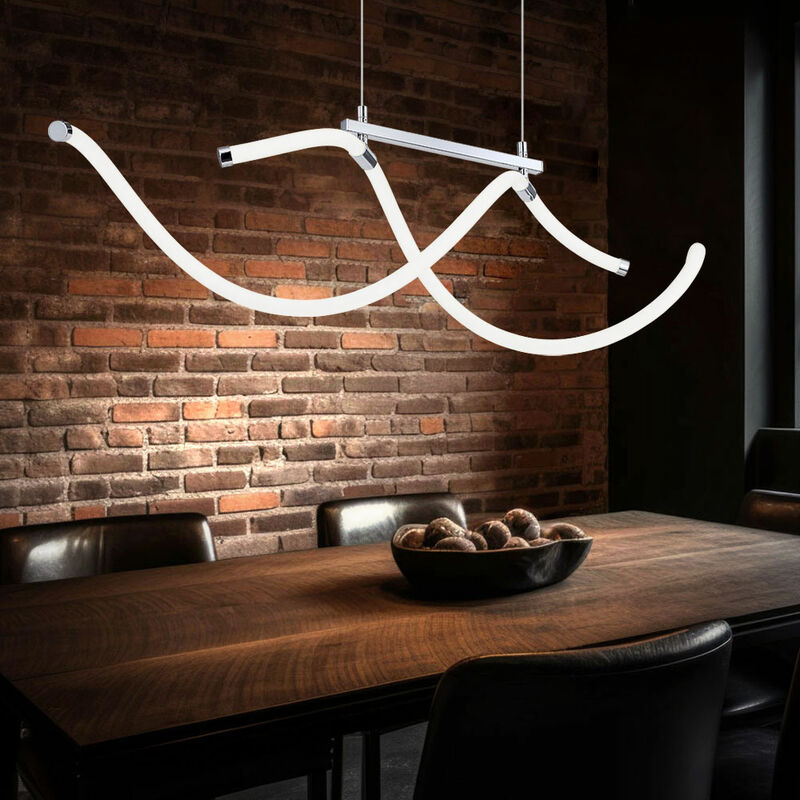 Image of Lampada a sospensione lampada da tavolo da pranzo dimmerabile lampada a sospensione lampada da soggiorno cromata regolabile in altezza, metallo