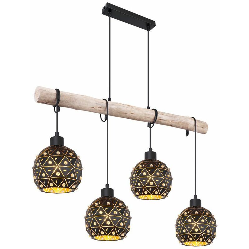 Image of Etc-shop - Lampada a sospensione lampada da tavolo da pranzo in legno lampade da sala da pranzo appesa lampada a sospensione vintage travi in legno,