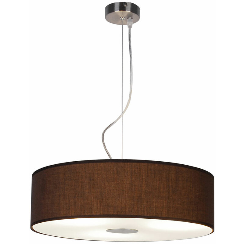 Image of Lampada a sospensione lampada da tavolo da pranzo in tessuto lampada a sospensione lampada da soggiorno marrone, vetro acciaio, 3x E27, PxH 45x175 cm