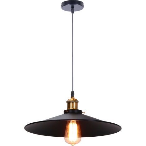 Lampada a Sospensione, Lampadario da Soffitto con Ø36cm Paralume, Illuminazione con Bronzo E27 per Cucina Isaland Camera da Letto (Nero)