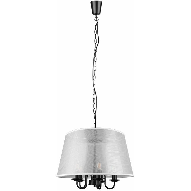 Image of Lampada a sospensione lampadario paralume lustre lampada a sospensione soggiorno, 5 fiamme metallo nero bianco opaco, 5x attacchi E14, DxH 50x150 cm