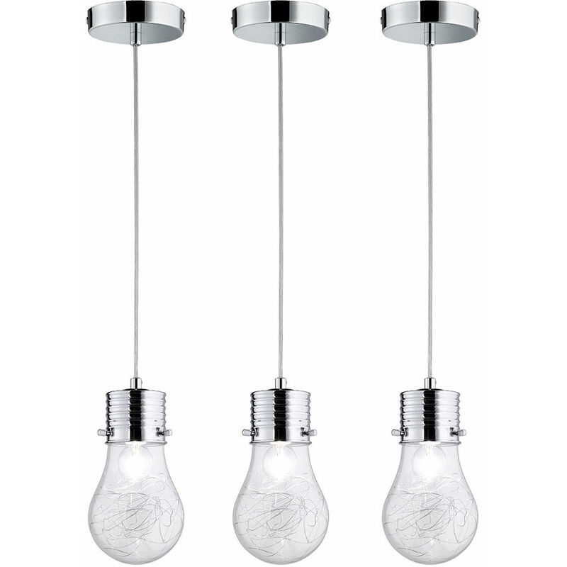 Image of Etc-shop - Lampada a sospensione lampadina vintage lampada soggiorno lampada a sospensione lampada decorativa E14, rete metallica, metallo cromato,