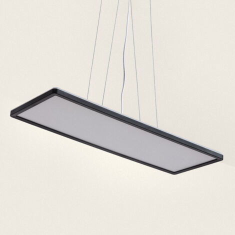 Lampada a Sospensione LED 24W Rettangolare SwitchCCT Selezionabile 580X200 mm Doppia Luce Nero (3000K - 4000K - 6000K) CCT