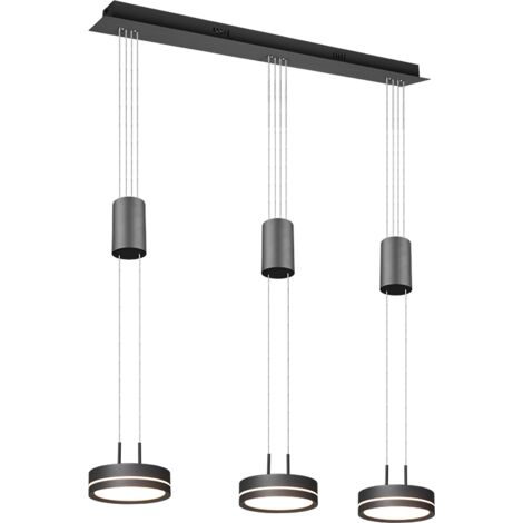 Lampada a sospensione LED 3 luci, alluminio, antracite, 85x150x14 cm, Franklin
