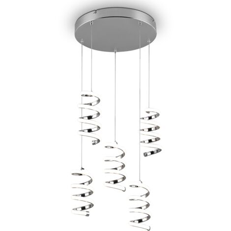 Lampada a sospensione LED 5 luci, metallo, cromo, 45x150x45 cm, Laola