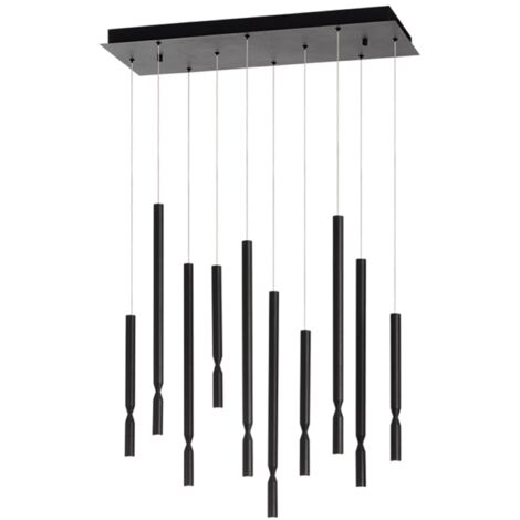 Lampada a sospensione LED a 10  Luci in metallo 70 cm verniciato Nero TUBIC