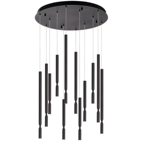 Lampada a sospensione LED a 12 Luci in metallo verniciato Nero 60 cm TUBIC