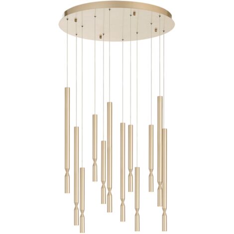 Lampada a sospensione LED a 12 Luci in metallo verniciato Oro 60 cm TUBIC