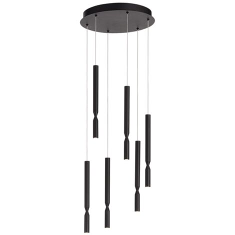 Lampada a sospensione LED a 6 Luci in metallo verniciato 35 cm Nero TUBIC