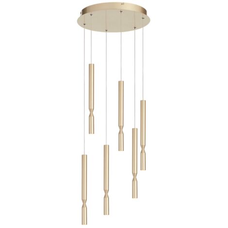 Lampada a sospensione LED a 6 Luci in metallo verniciato 35 cm Oro TUBIC