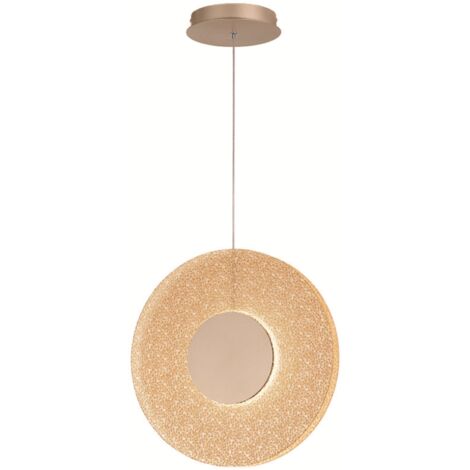 Lampada a sospensione LED CANDY 45 cm in metallo Oro e vetro graniglia Ambra