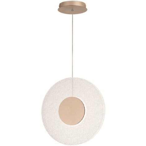 Lampada a sospensione LED CANDY 45 cm in metallo Oro e vetro graniglia Trasparente