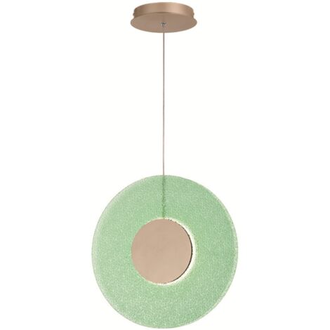 Lampada a sospensione LED CANDY 45 cm in metallo Oro e vetro graniglia Verde