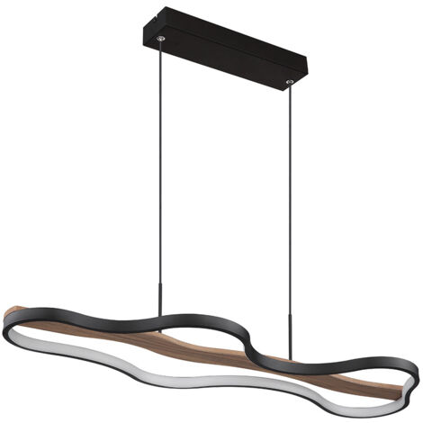 GLOBO LIGHTING Lampada a sospensione LED dimmerabile nera lampada da tavolo lampada a sospensione in legno telecomando CCT luce notturna, alluminio, metallo, 30W 1100lm bianco caldo-bianco freddo, LxLxH 80,6x29x150