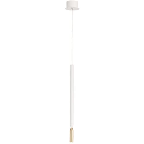 Lampada a sospensione LED in metallo verniciato Bianco e Oro D10 cm TUBIC