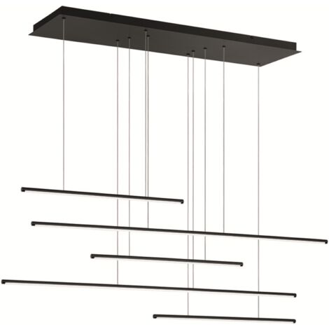 Lampada a sospensione Led in metallo verniciato Nero - GENIUS 5 Luci 125 cm