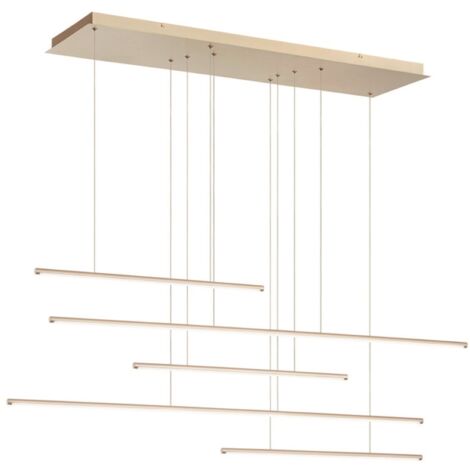 Lampada a sospensione Led in metallo verniciato Oro - GENIUS 5 Luci 125 cm