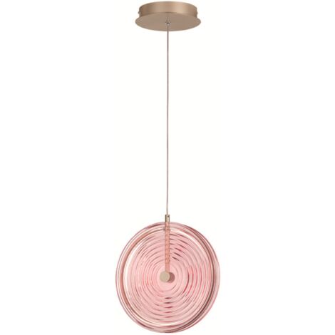 Lampada a sospensione LED JOKEY in metallo e vetro decorato ROSA  30 cm
