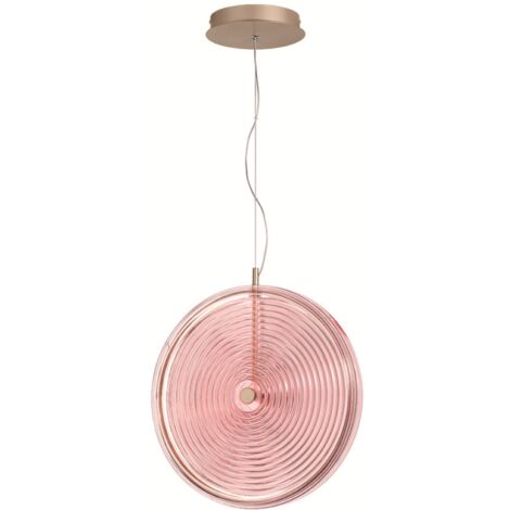 Lampada a sospensione LED JOKEY in metallo e vetro decorato ROSA 45 cm
