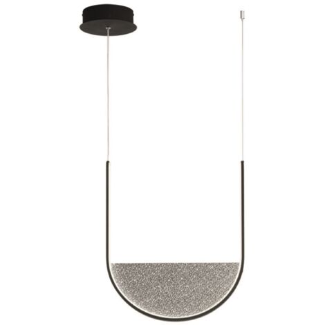 Lampada a sospensione LED LOTUS 53 cm con inserto amovibile in vetro granigliato FUME'