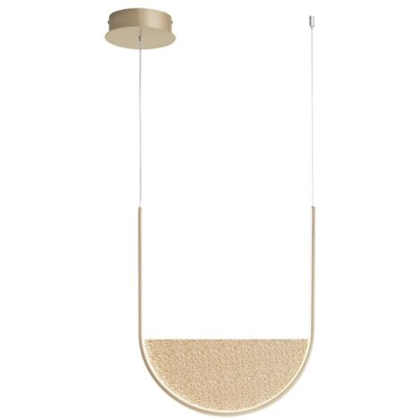 Lampada a sospensione LED LOTUS 53 cm con inserto amovibile in vetro granigliato ORO