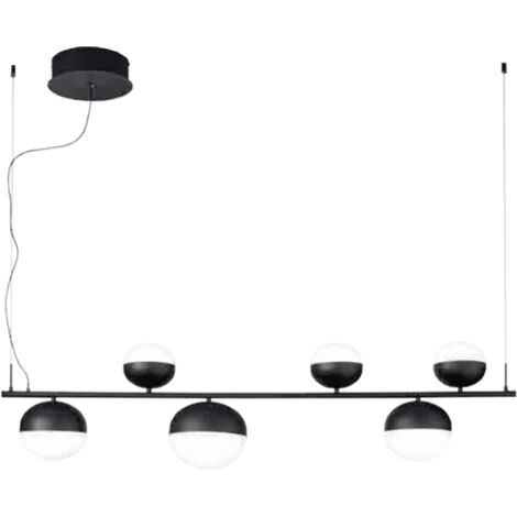 Lampada a sospensione Led MALI 125 cm in metallo verniciato Nero e vetro sagomato