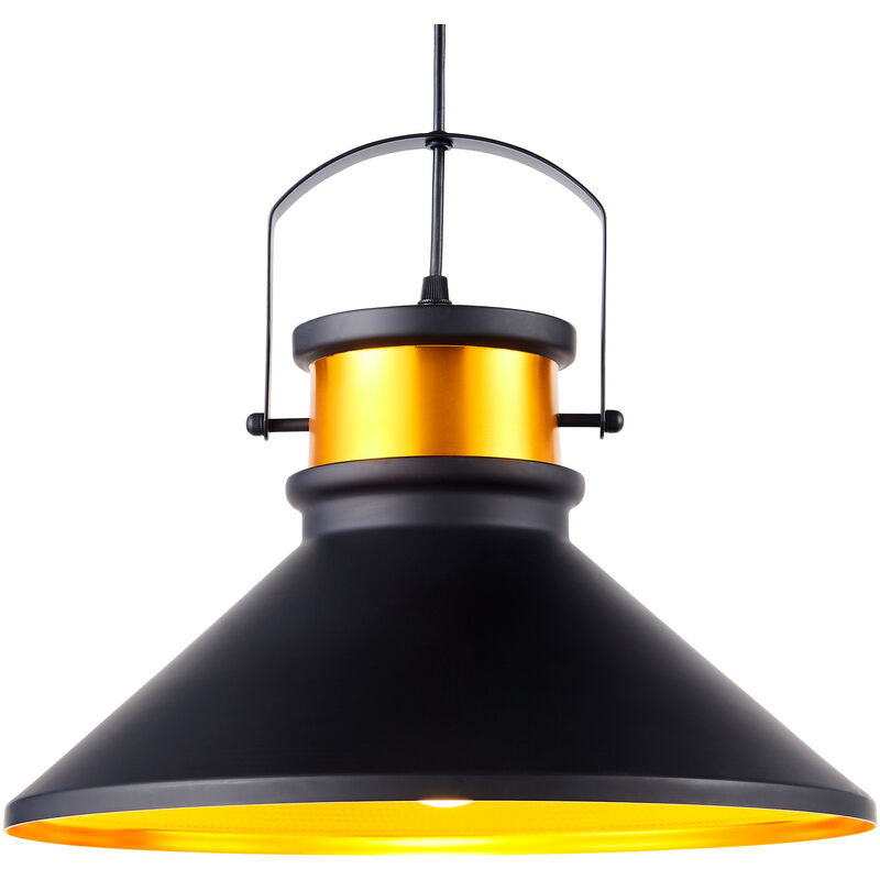Image of Lampada a sospensione led nero illuminazione moderna Teamson Home VN-L00036-EU - Nero / Oro rosato