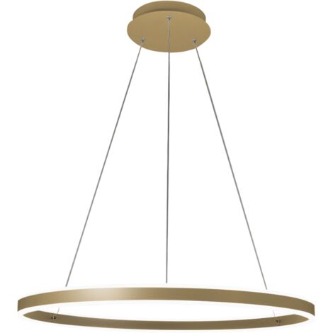 Lampada a Sospensione LED Palau 64W 3000K Dimmerabile Ø80 cm Oro opaco - Lampadario in Metallo e Metacrilato