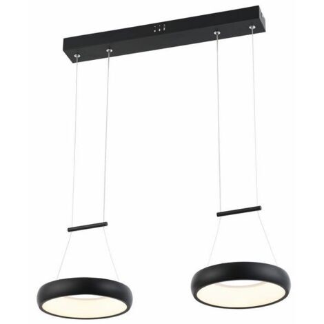Lampada a sospensione LED Thea 12W nera 2 anelli Reality