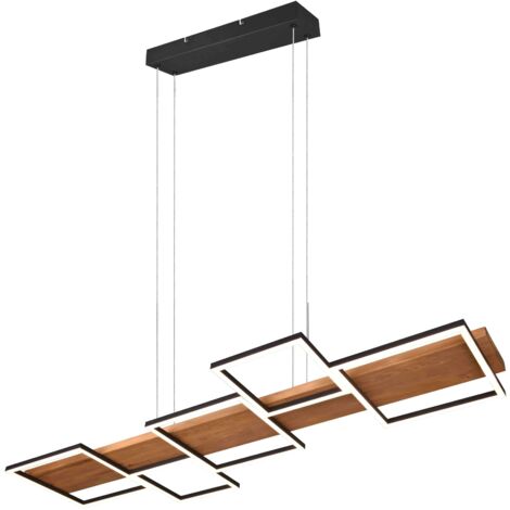 Lampada a sospensione LED Trio Harper nera legno scuro
