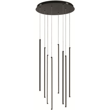 Lampada a sospensione Led verticale 48 cm in metallo verniciato Nero - GENIUS 8 Luci