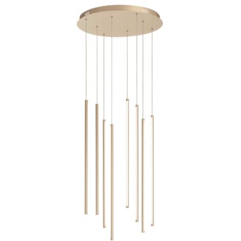 Lampada a sospensione Led verticale 48 cm in metallo verniciato Oro - GENIUS 8 Luci
