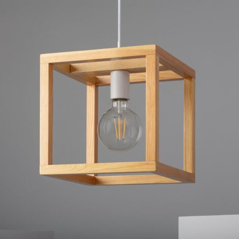 LEDKIA Lampada a Sospensione Legno Coba Naturale