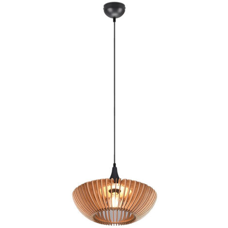 Lampada a sospensione, legno e metallo, antracite, D 40 cm, Colino