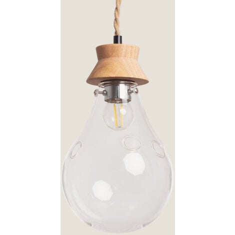 Lampada a Sospensione Legno e Vetro Kathu Bumbieris Naturale