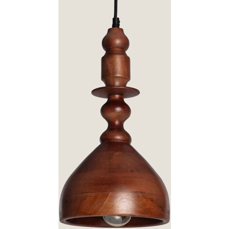 Lampada a Sospensione Legno Eravur Marrone Scuro